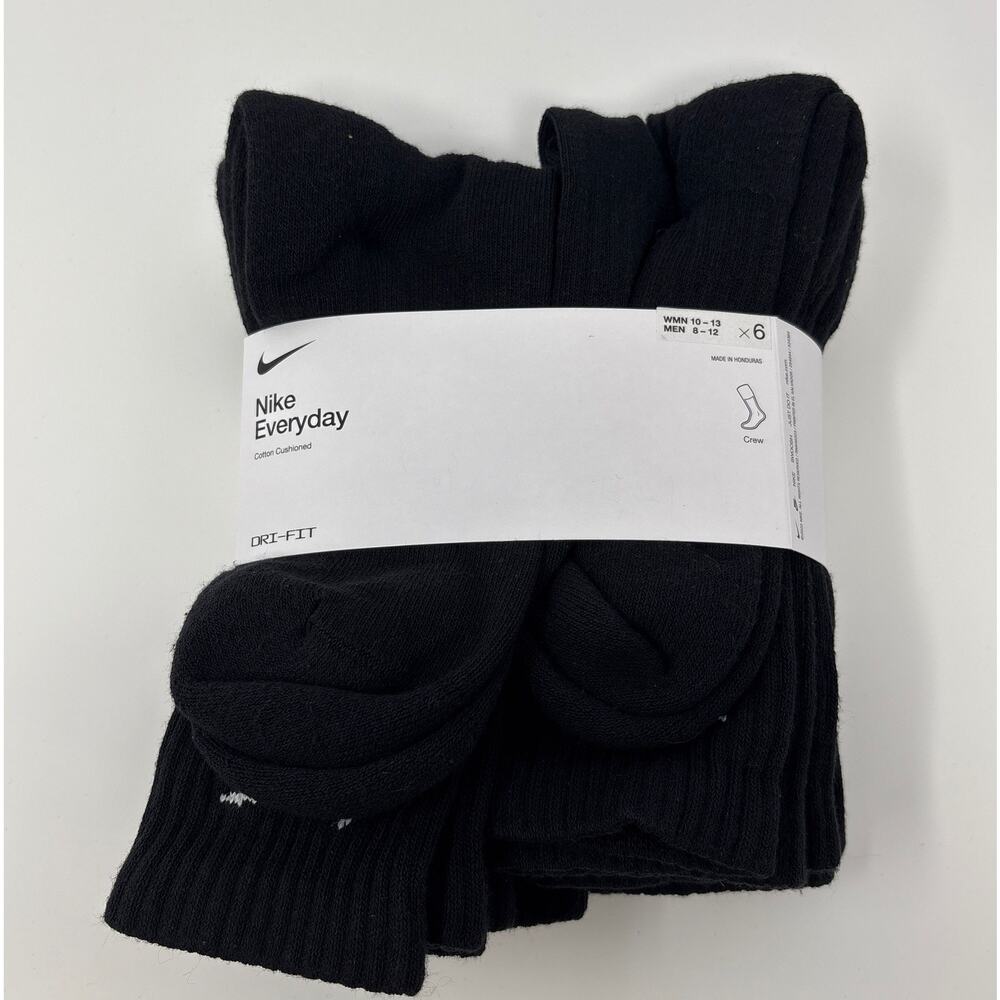 Nike Everyday Plus Cushion Drifit UNISEX Ankle Socks, Large - Black - 6Pair